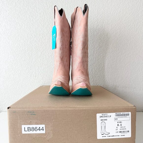 Lane Gallatin Womens Cowboy Boots 8 Pink Cowgirl Western Mid Calf Pointed Toe - Picture 10 of 11